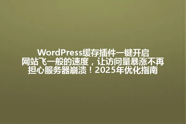 WordPress缓存插件一键开启网站飞一般的速度,让访问量暴涨不再担心服务器崩溃!2025年优化指南 一