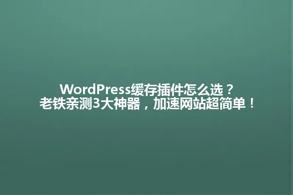 WordPress缓存插件怎么选?老铁亲测3大神器,加速网站超简单! 一