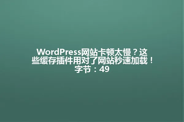 WordPress网站卡顿太慢?这些缓存插件用对了网站秒速加载!
字节:49 一