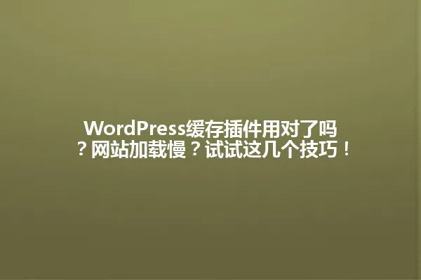 WordPress缓存插件用对了吗?网站加载慢?试试这几个技巧! 一