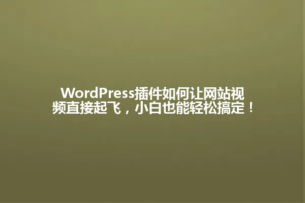 WordPress插件如何让网站视频直接起飞,小白也能轻松搞定! 一