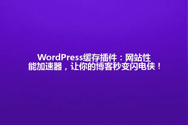 WordPress缓存插件:网站性能加速器,让你的博客秒变闪电侠! 一
