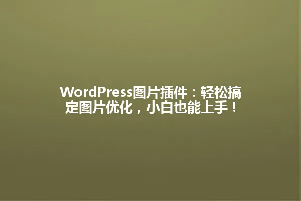 WordPress图片插件：轻松搞定图片优化，小白也能上手！ 一