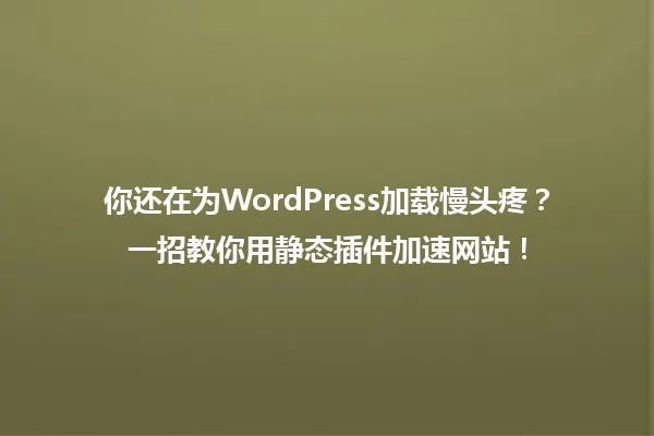 你还在为WordPress加载慢头疼?一招教你用静态插件加速网站! 一