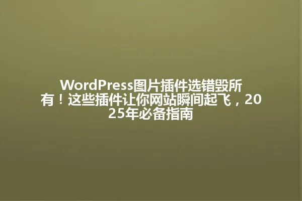 WordPress图片插件选错毁所有!这些插件让你网站瞬间起飞,2025年必备指南 一