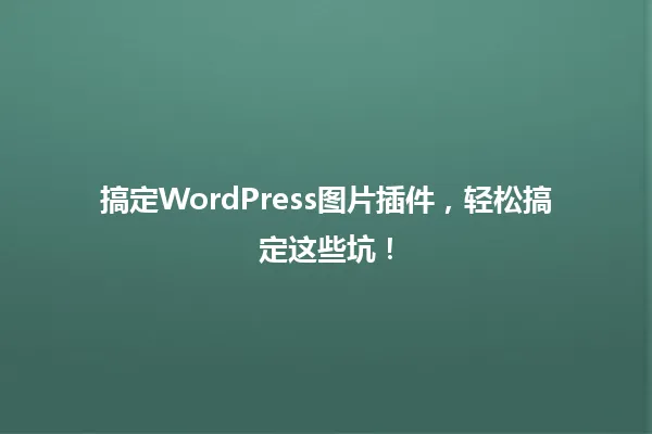 搞定WordPress图片插件,轻松搞定这些坑! 一