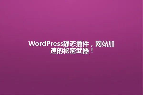 WordPress静态插件,网站加速的秘密武器! 一
