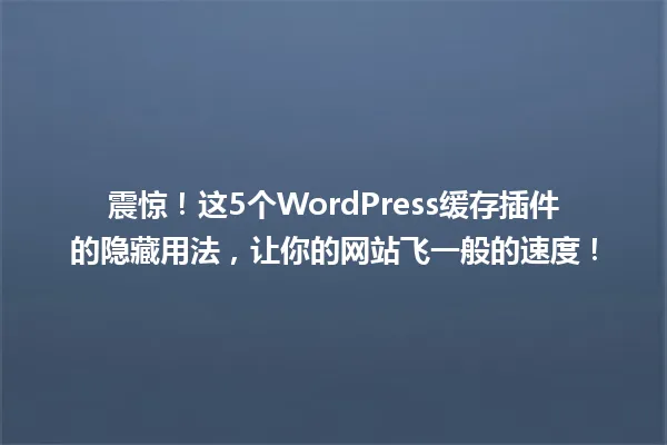 震惊!这5个WordPress缓存插件的隐藏用法,让你的网站飞一般的速度! 一