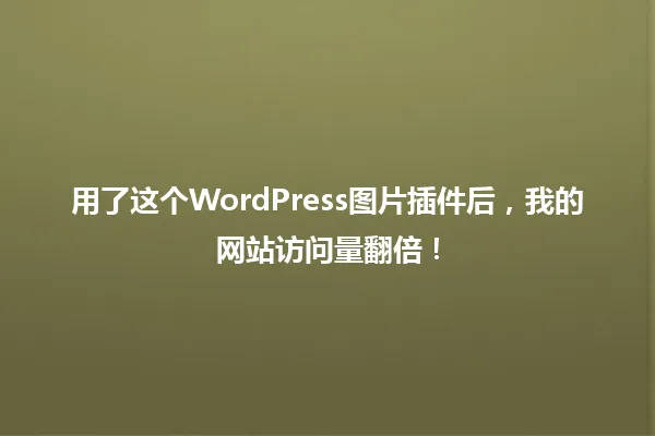 用了这个WordPress图片插件后,我的网站访问量翻倍! 一
