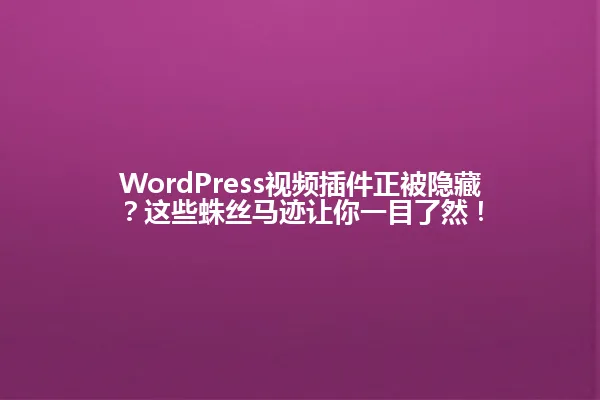 WordPress视频插件正被隐藏?这些蛛丝马迹让你一目了然! 一