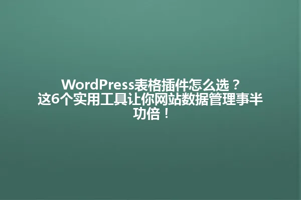 WordPress表格插件怎么选？这6个实用工具让你网站数据管理事半功倍！ 一