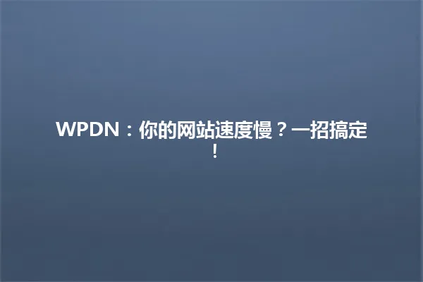 WPDN:你的网站速度慢?一招搞定! 一