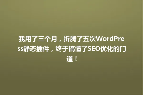我用了三个月,折腾了五次WordPress静态插件,终于搞懂了SEO优化的门道! 一