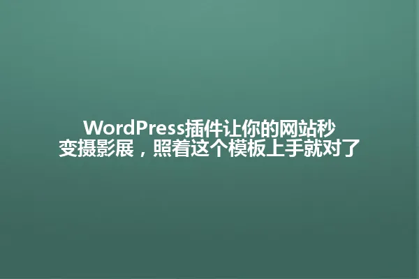WordPress插件让你的网站秒变摄影展,照着这个模板上手就对了 一
