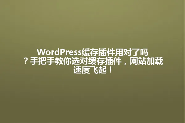 WordPress缓存插件用对了吗?手把手教你选对缓存插件,网站加载速度飞起! 一