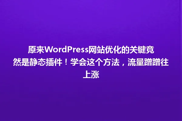 原来WordPress网站优化的关键竟然是静态插件！学会这个方法，流量蹭蹭往上涨 一