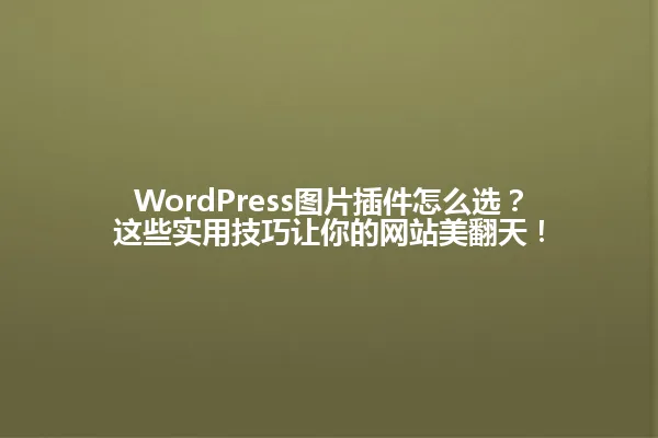 WordPress图片插件怎么选?这些实用技巧让你的网站美翻天! 一