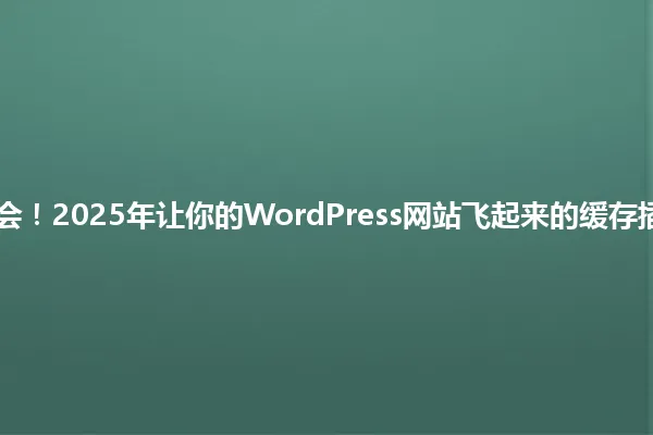 51秒学会!2025年让你的WordPress网站飞起来的缓存插件大法 一
