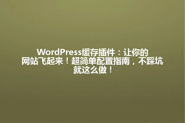 WordPress缓存插件:让你的网站飞起来!超简单配置指南,不踩坑就这么做! 一