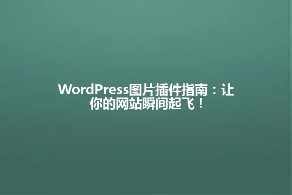 WordPress图片插件指南:让你的网站瞬间起飞! 一