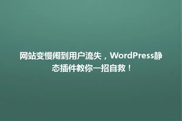 网站变慢闹到用户流失，WordPress静态插件教你一招自救！ 一