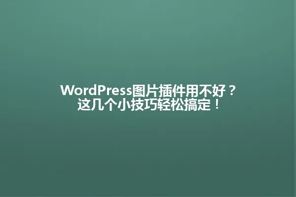 WordPress图片插件用不好?这几个小技巧轻松搞定! 一