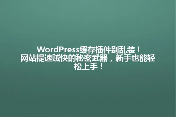 WordPress缓存插件别乱装!网站提速贼快的秘密武器,新手也能轻松上手! 一