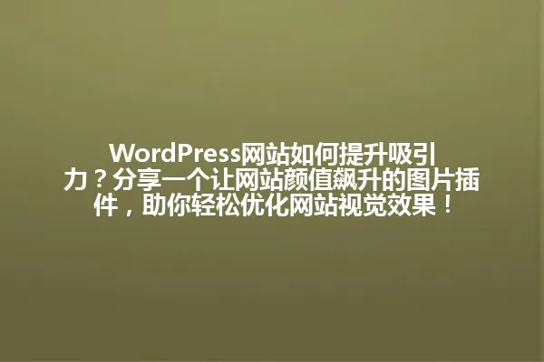 WordPress网站如何提升吸引力？分享一个让网站颜值飙升的图片插件，助你轻松优化网站视觉效果！ 一