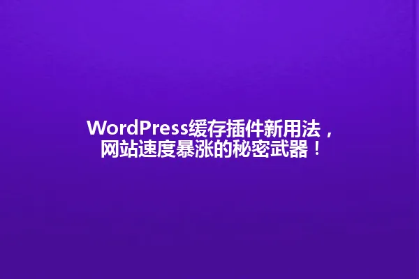 WordPress缓存插件新用法,网站速度暴涨的秘密武器! 一