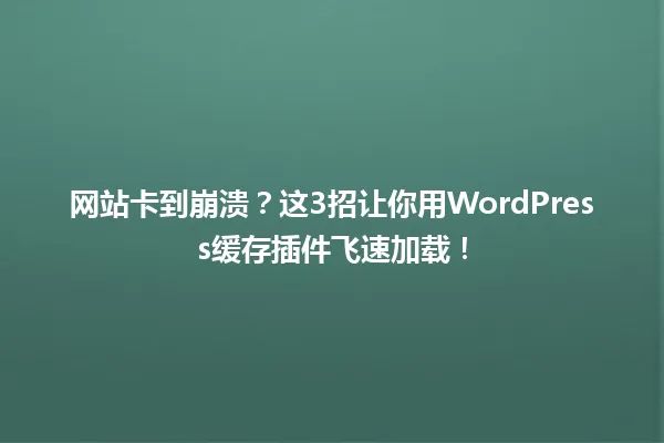 网站卡到崩溃?这3招让你用WordPress缓存插件飞速加载! 一
