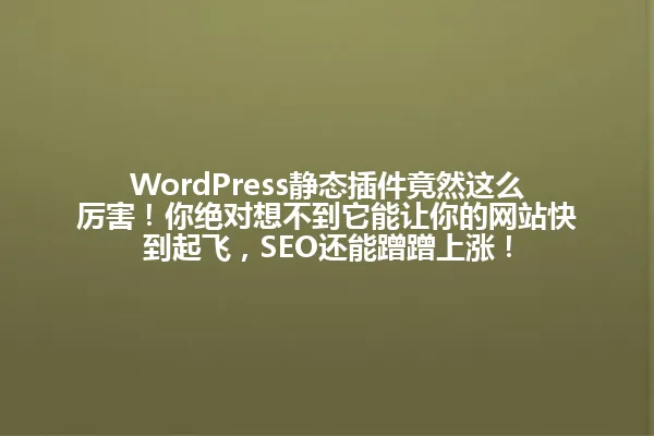 WordPress静态插件竟然这么厉害!你绝对想不到它能让你的网站快到起飞,SEO还能蹭蹭上涨! 一