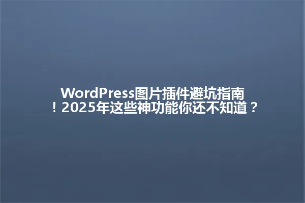 WordPress图片插件避坑指南!2025年这些神功能你还不知道? 一