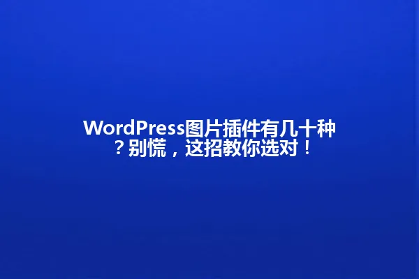 WordPress图片插件有几十种?别慌,这招教你选对! 一