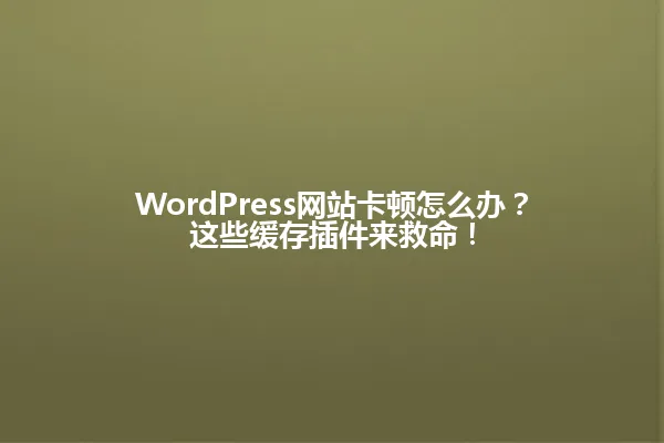 WordPress网站卡顿怎么办?这些缓存插件来救命! 一