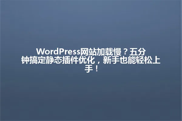 WordPress网站加载慢?五分钟搞定静态插件优化,新手也能轻松上手! 一