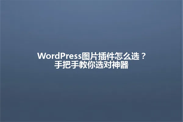 WordPress图片插件怎么选?手把手教你选对神器 一