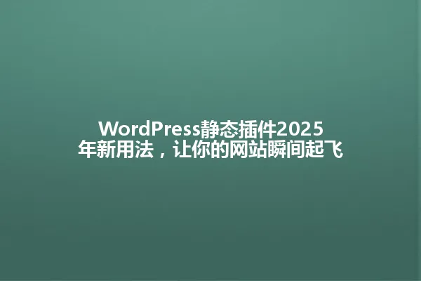 WordPress静态插件2025年新用法,让你的网站瞬间起飞 一