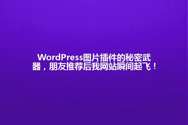 WordPress图片插件的秘密武器，朋友推荐后我网站瞬间起飞！ 一