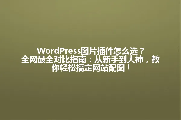 WordPress图片插件怎么选？全网最全对比指南：从新手到大神，教你轻松搞定网站配图！ 一