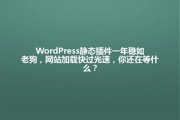 WordPress静态插件一年稳如老狗,网站加载快过光速,你还在等什么? 一