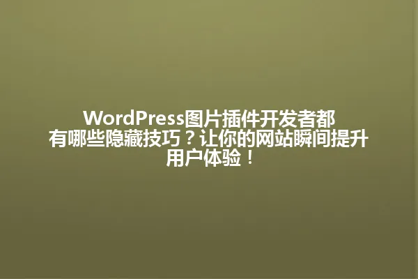 WordPress图片插件开发者都有哪些隐藏技巧?让你的网站瞬间提升用户体验! 一