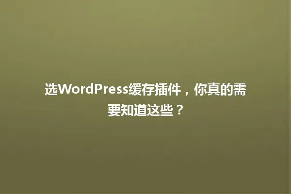 选WordPress缓存插件,你真的需要知道这些? 一