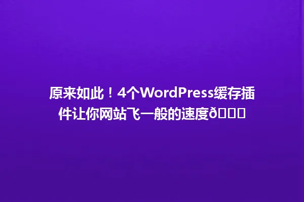 原来如此！4个WordPress缓存插件让你网站飞一般的速度🚀 一