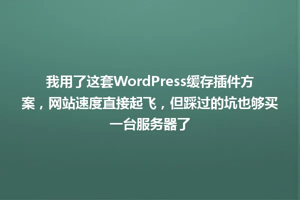 我用了这套WordPress缓存插件方案,网站速度直接起飞,但踩过的坑也够买一台服务器了 一