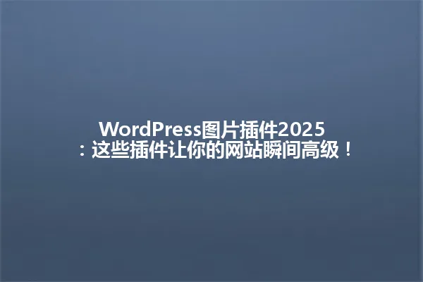 WordPress图片插件2025:这些插件让你的网站瞬间高级! 一
