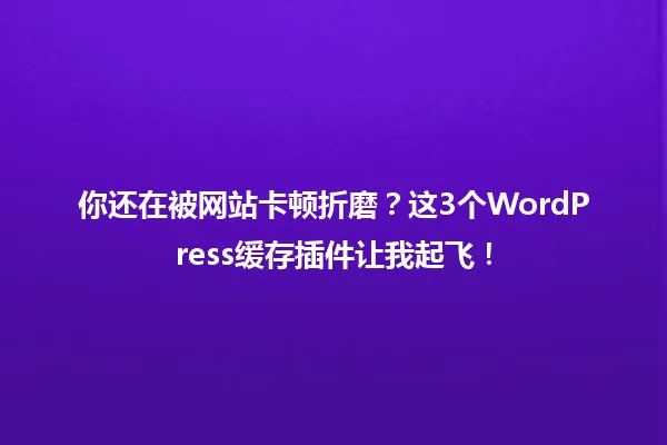 你还在被网站卡顿折磨?这3个WordPress缓存插件让我起飞! 一