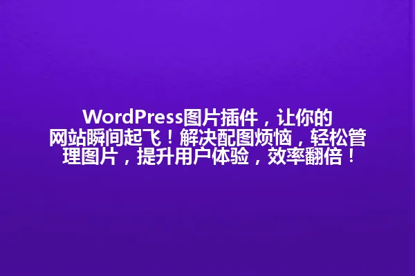 WordPress图片插件,让你的网站瞬间起飞!解决配图烦恼,轻松管理图片,提升用户体验,效率翻倍! 一
