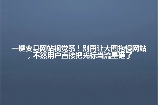 一键变身网站视觉系!别再让大图拖慢网站,不然用户直接把光标当流星砸了 一