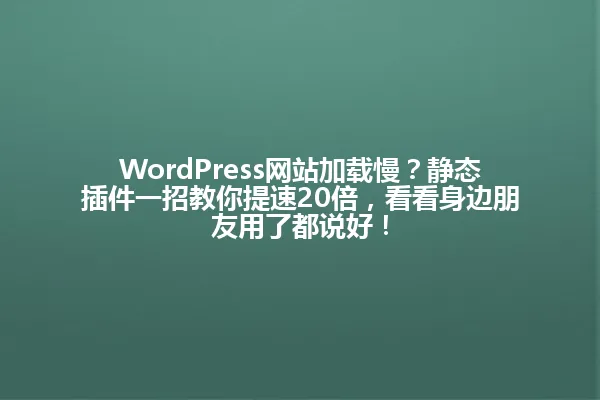 WordPress网站加载慢?静态插件一招教你提速20倍,看看身边朋友用了都说好! 一