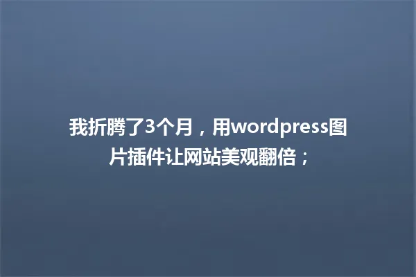 我折腾了3个月,用wordpress图片插件让网站美观翻倍; 一